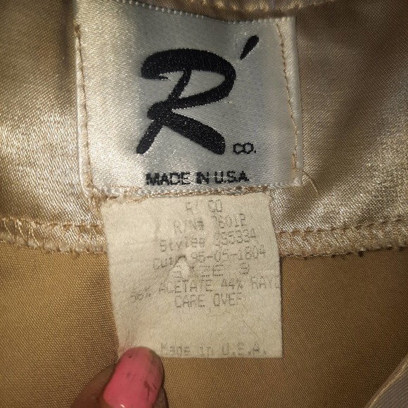 Vintage R'Co Champagne Shimmer tie waist wrap crop top with skirt  SM - Picture 4 of 9